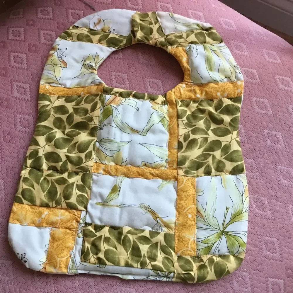 3/$25 or $12 each.  Handcrafted Quilted Reversible Baby Bib in Botanical Prints